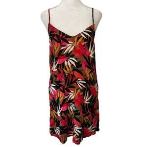 Billabong pink, black, orange & green tropical print mini dress size XS